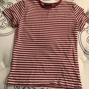 Brandy Melville white and red striped ringer tee